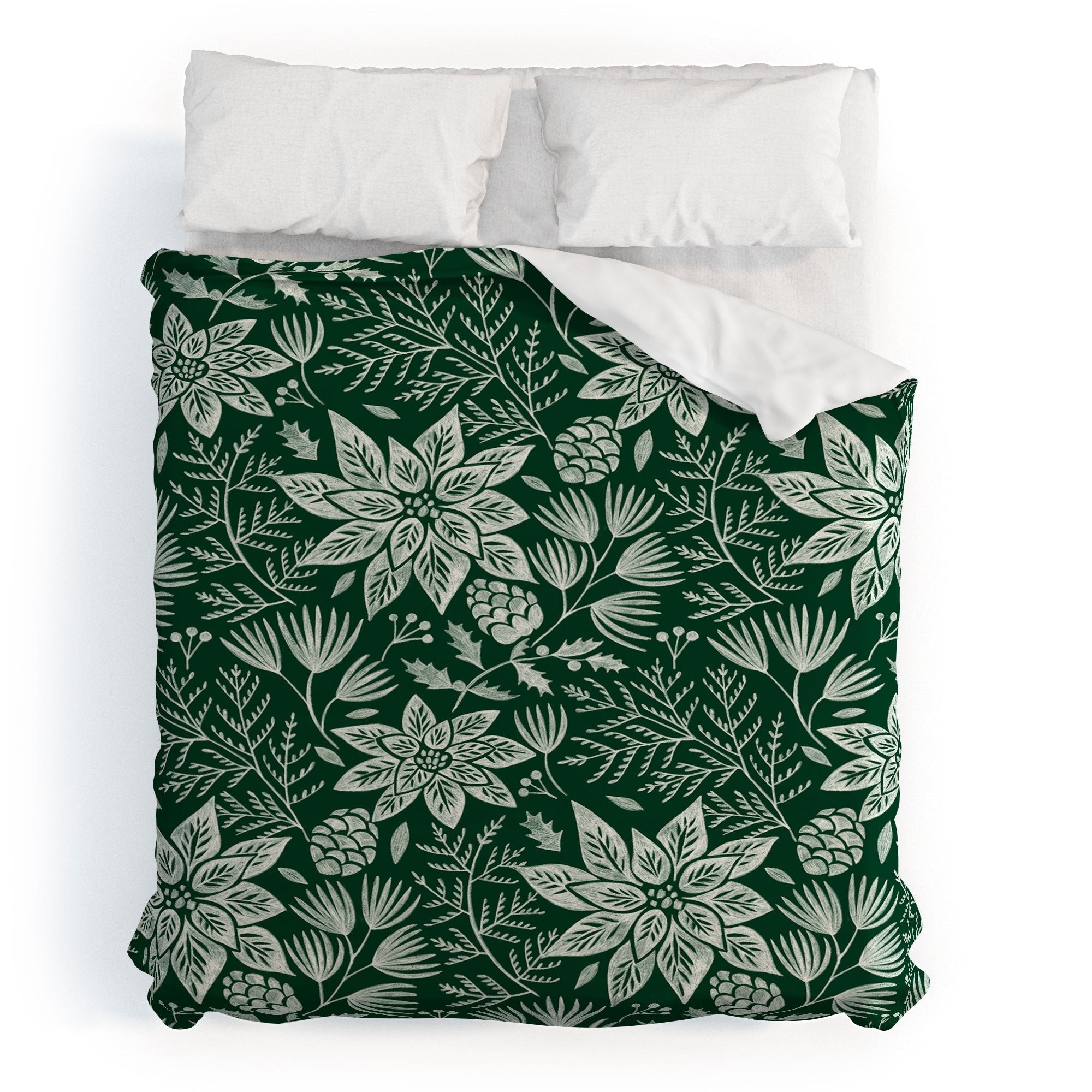Pimlada Phuapradit Christmas Poinsettia Duvet Cover