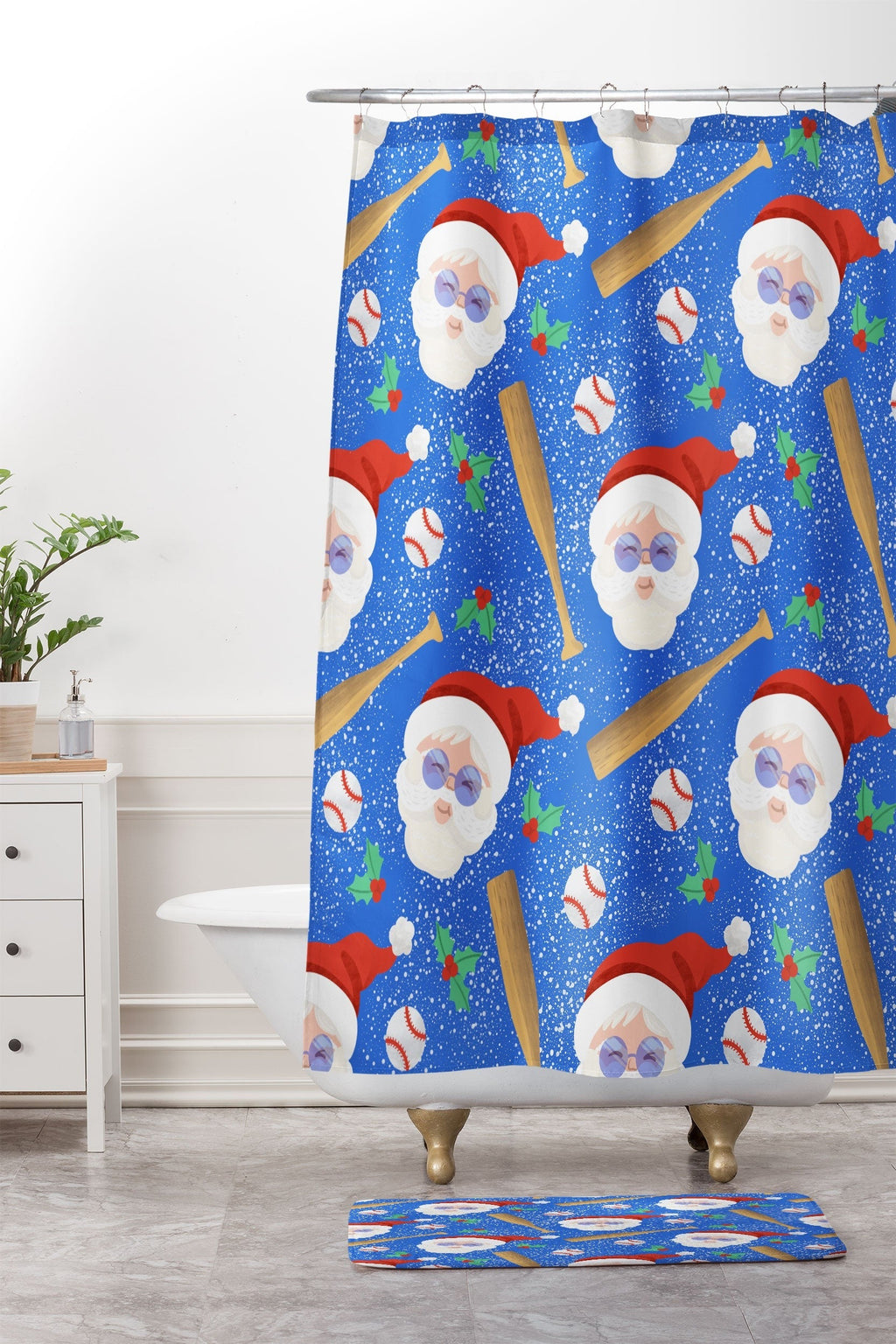 Design by Spark Sporty Baseball Santa Memory Foam Bath Mat