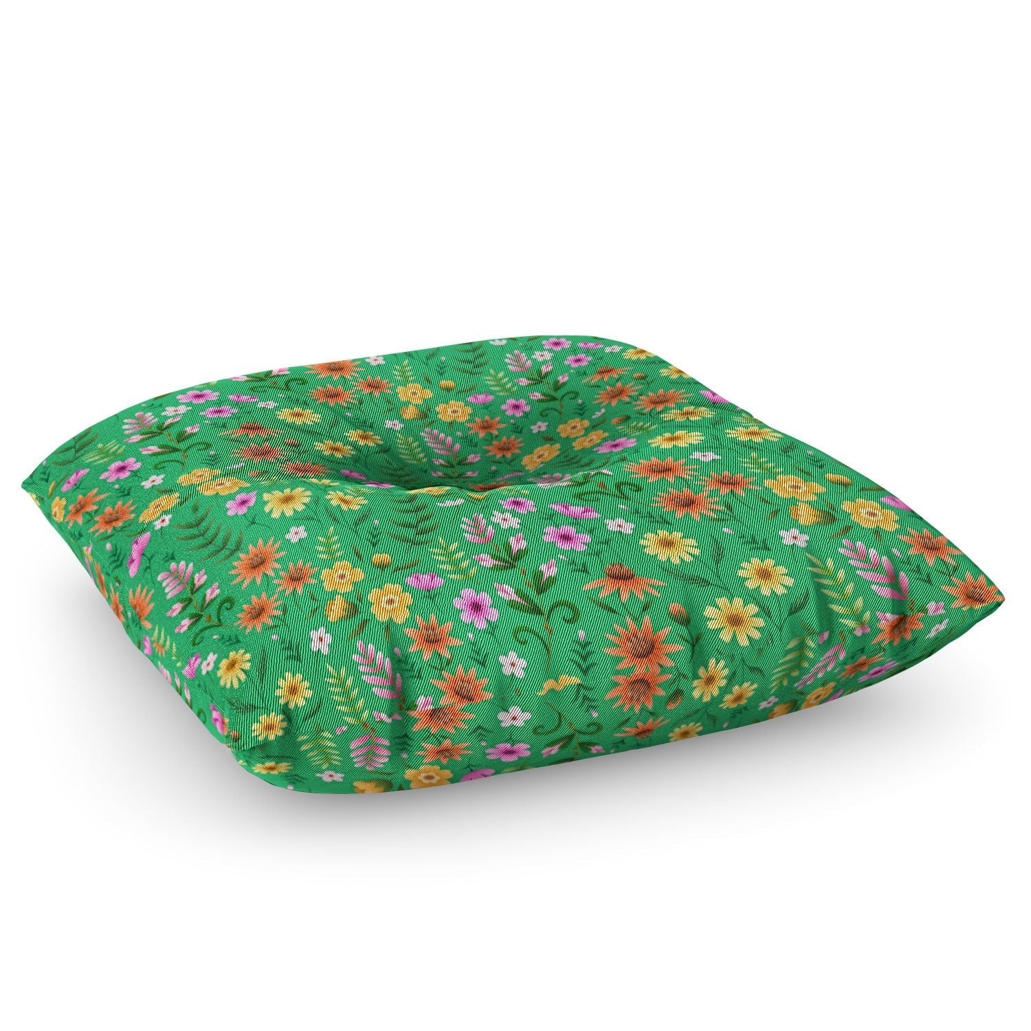 Pimlada Phuapradit Ditsy Spring Floral Green Floor Pillow Square