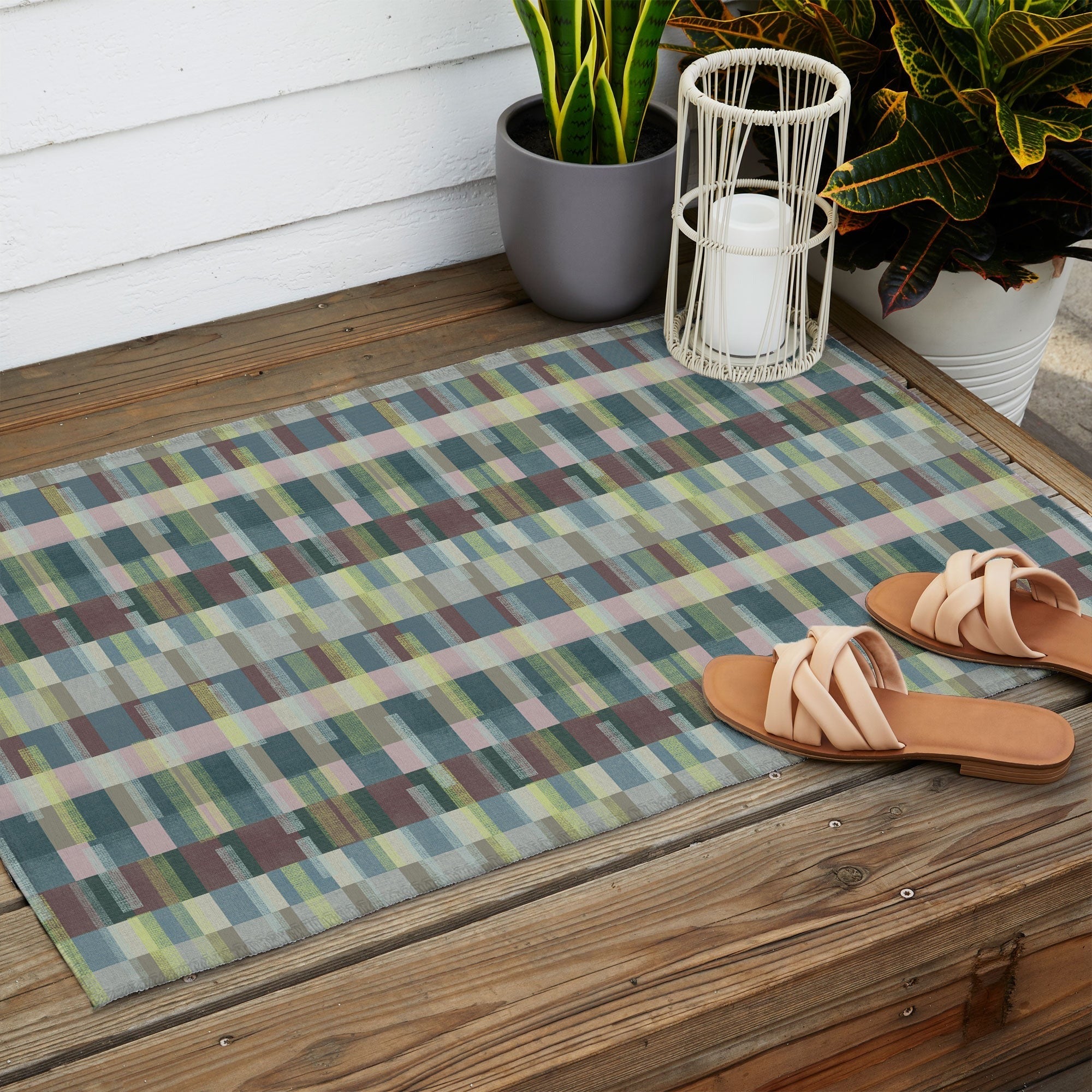 Marta Barragan Camarasa Dynamic Linear Blocks Outdoor Rug
