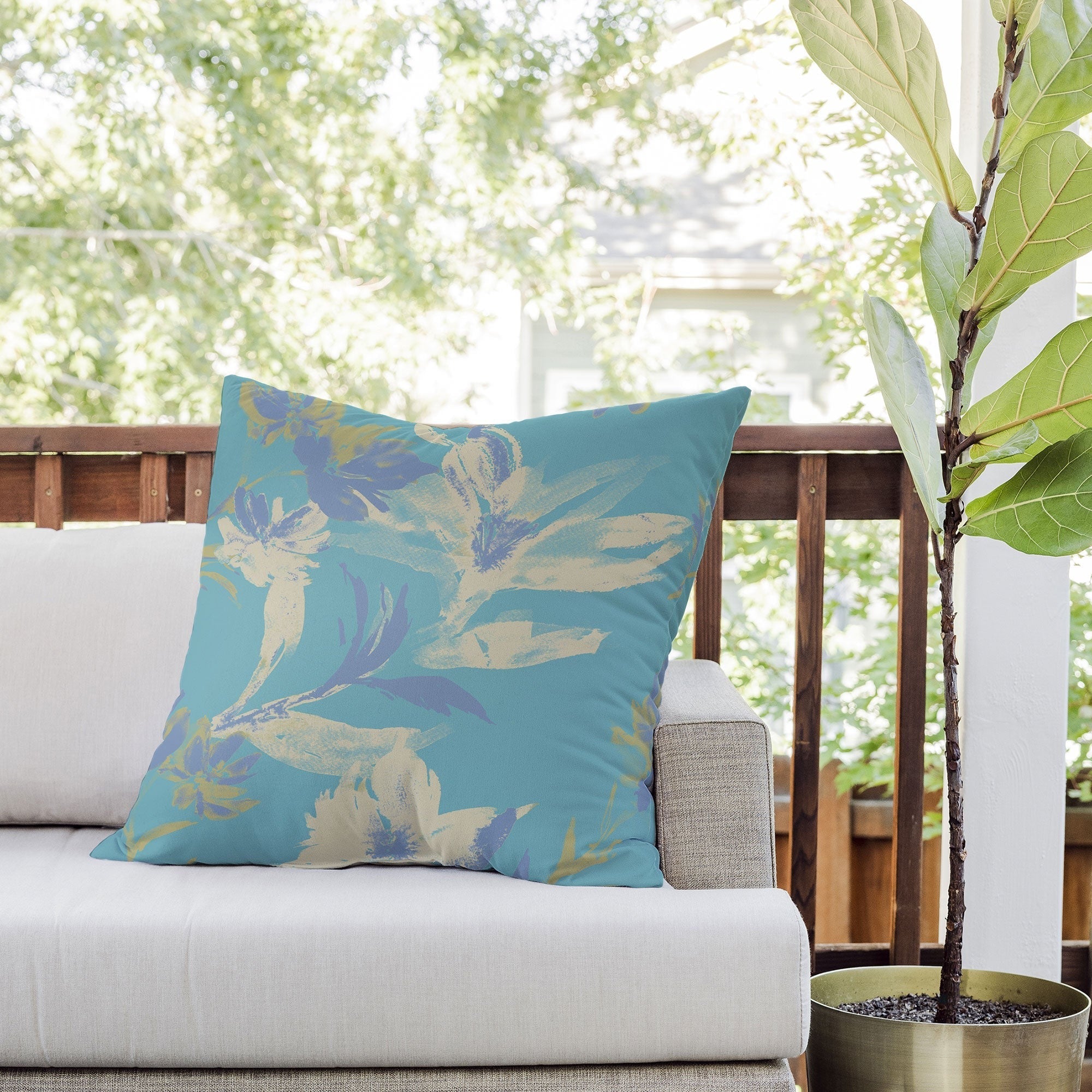 Gabriela Fuente Emma Blue Outdoor Throw Pillow