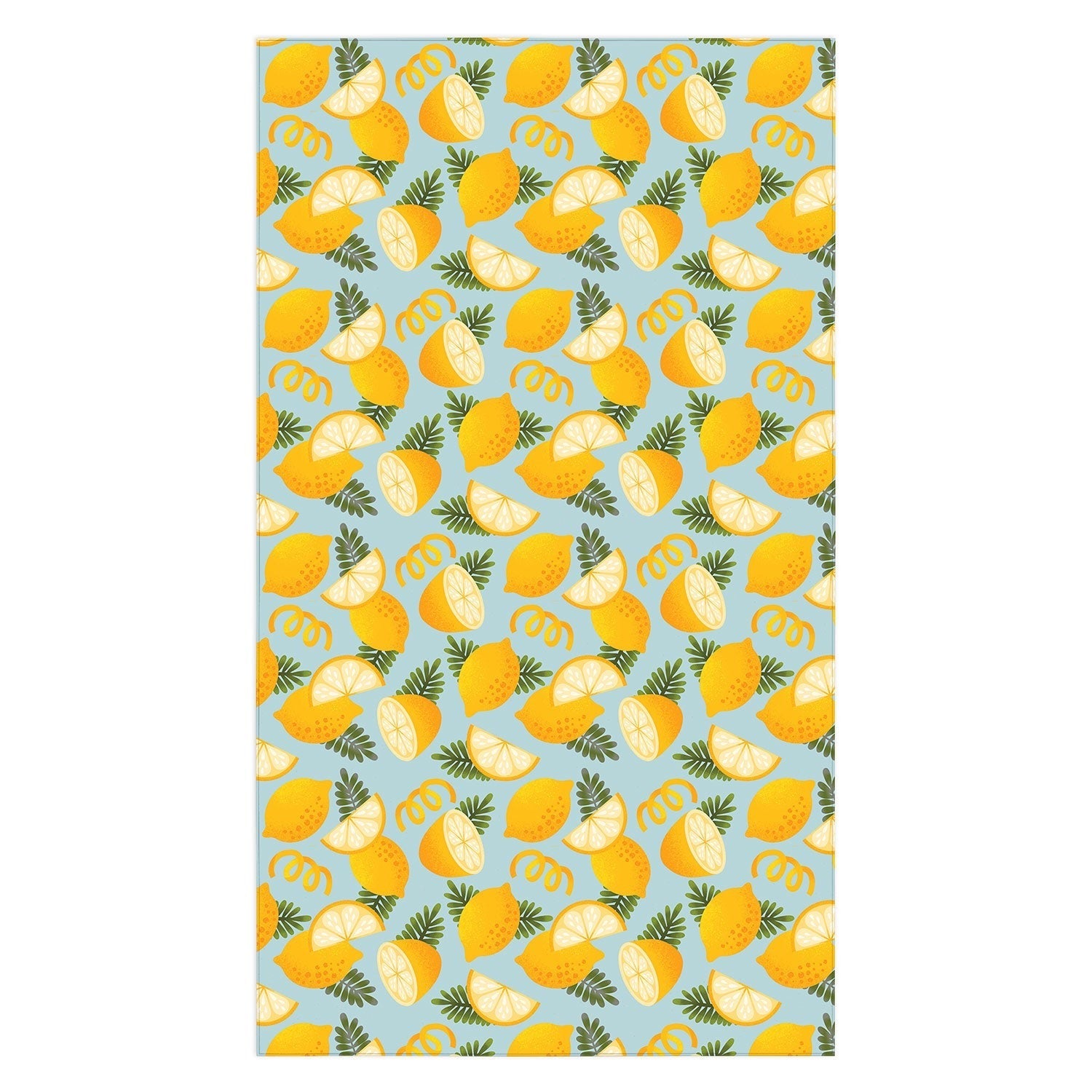 Jessica Molina Lemon Pattern on Sky Blue Tablecloth