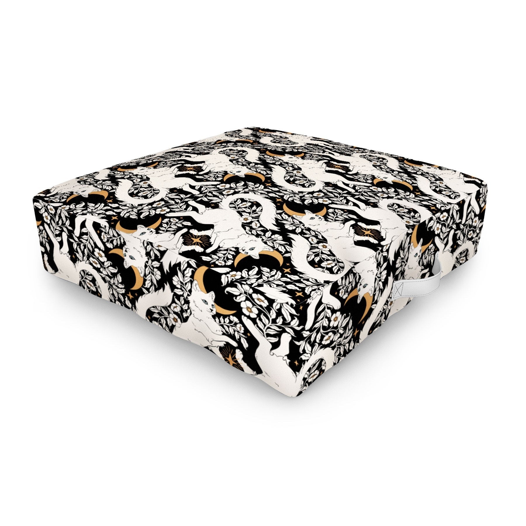 Avenie Celestial Cats Gold Outdoor Floor Cushion