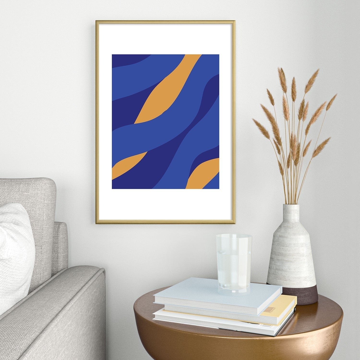 Camilla Foss Pebbles in Stream Metal Framed Art Print