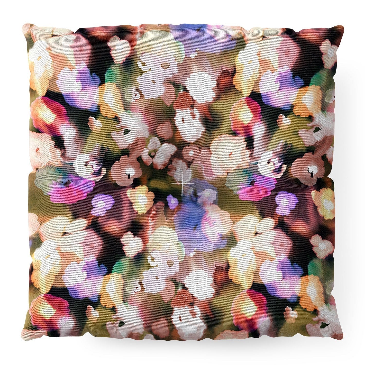 Ninola Design Botanic Retreat Ombre Abstract Watercolor Flowers Pink gold Floor Pillow Square
