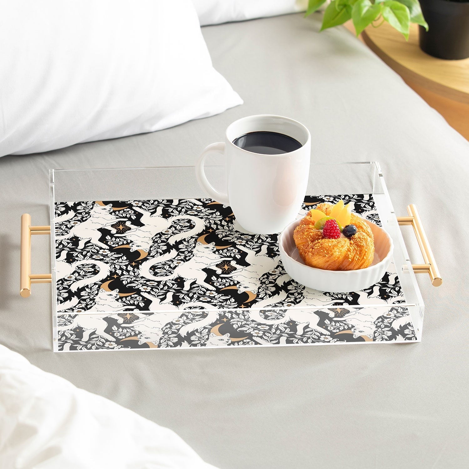 Avenie Celestial Cats Gold Acrylic Tray