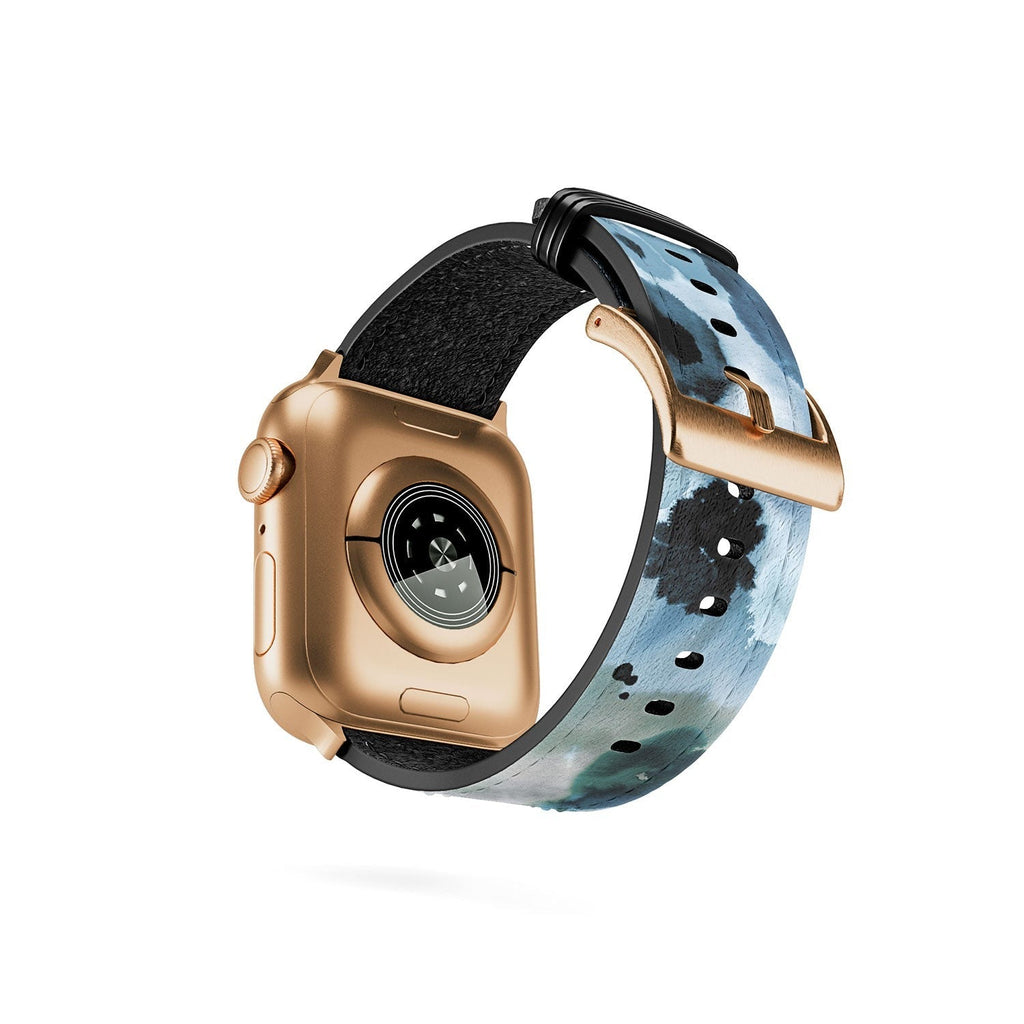 Ninola Design Botanic Retreat Ombre Abstract Watercolor Flowers Blue Navy Apple Watch Band