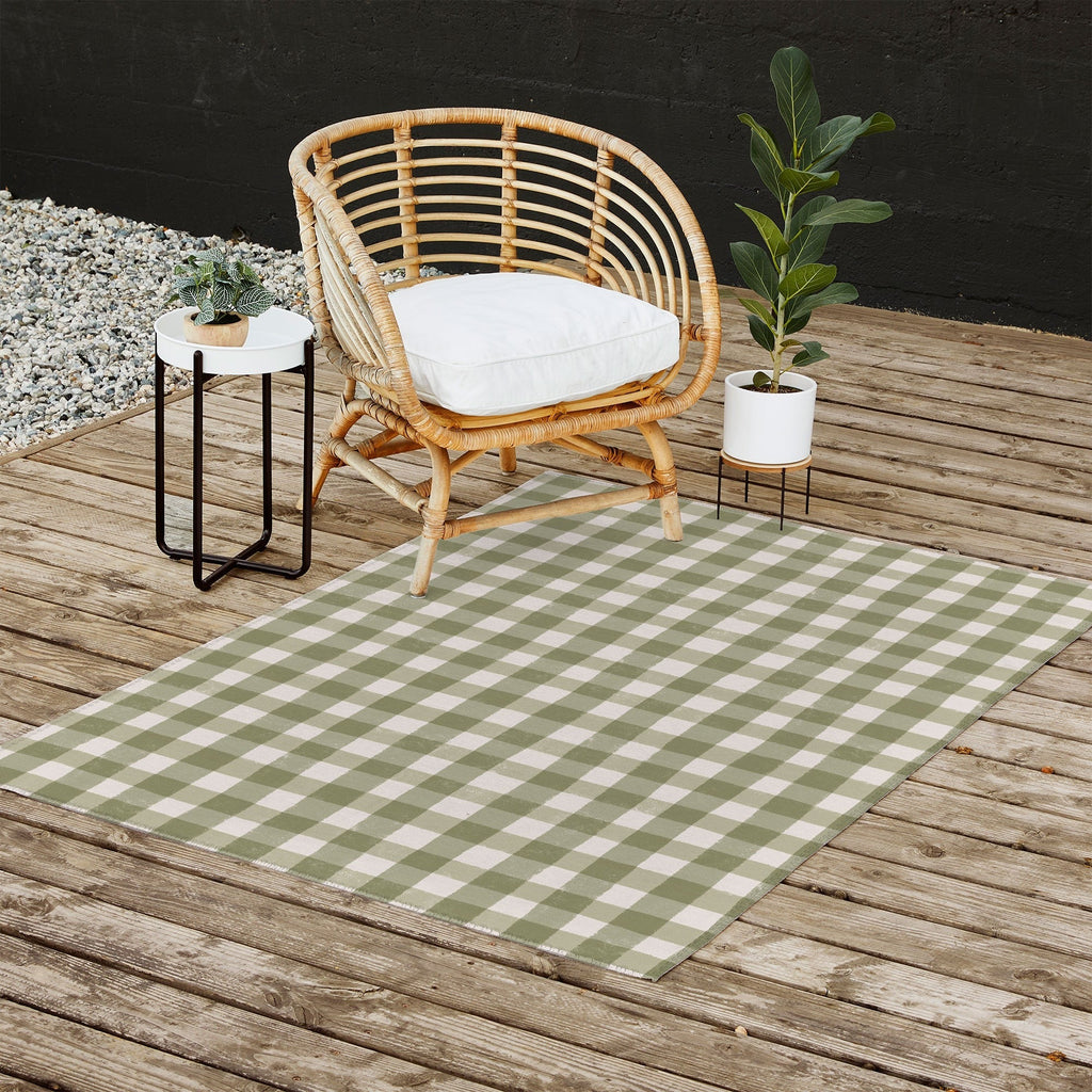 Menina Lisboa Rustic Green Plaid Outdoor Rug