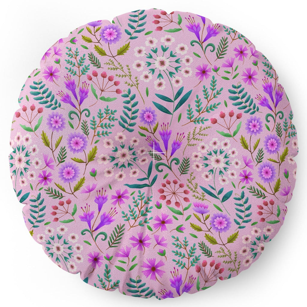 Pimlada Phuapradit Ditsy Purple Floral Half Drop Floor Pillow Round