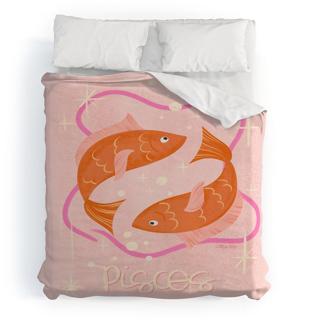 Little Om Zodiac Sign Pisces Duvet Cover