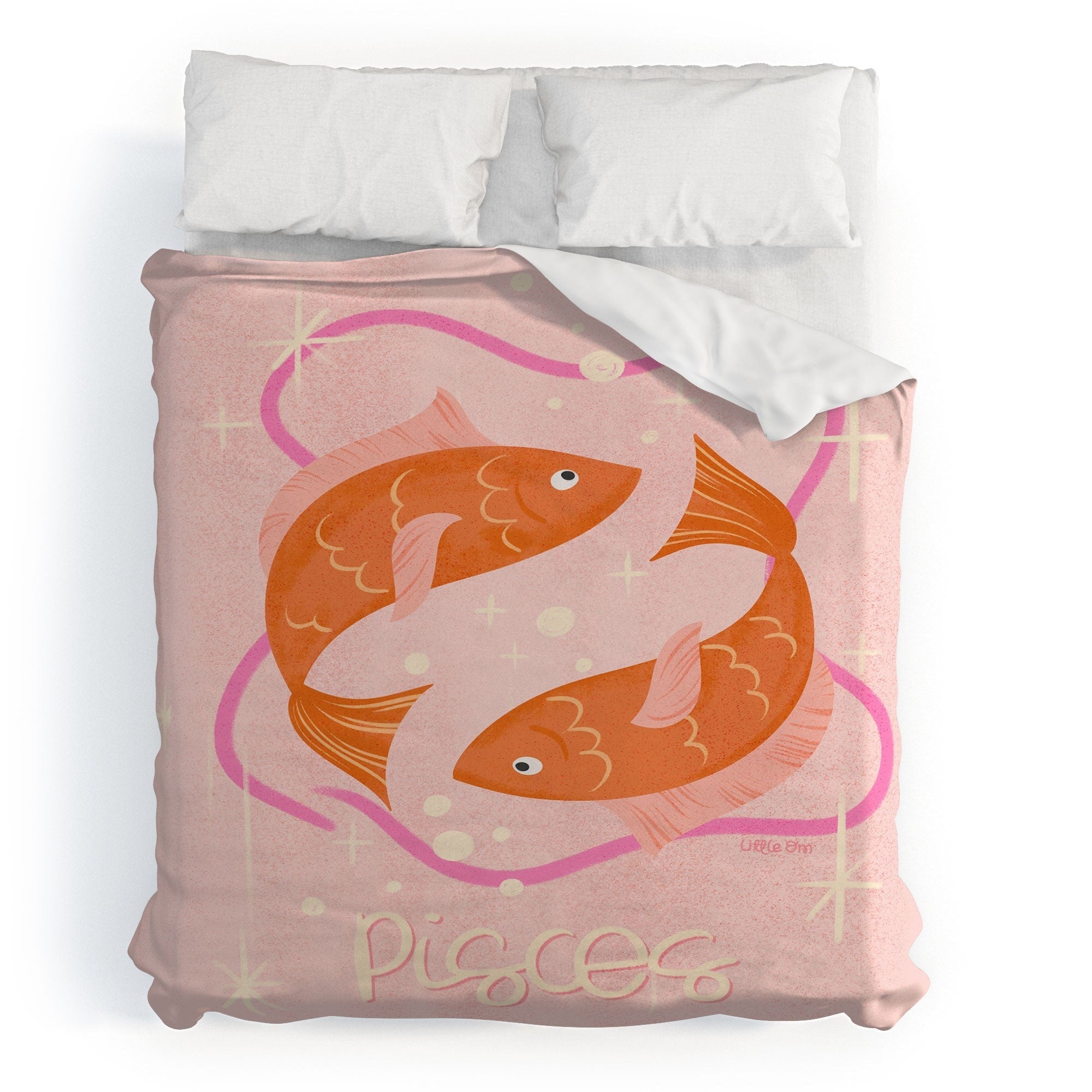Little Om Zodiac Sign Pisces Duvet Cover