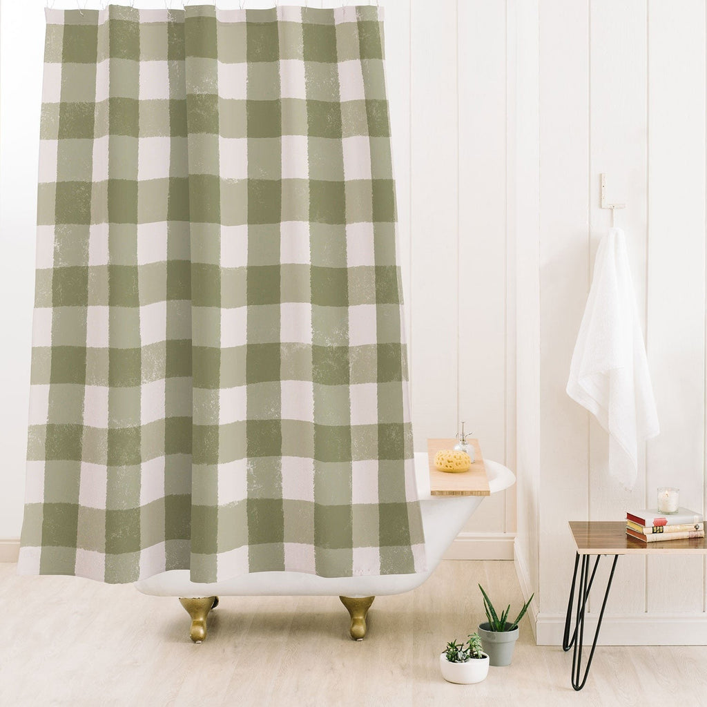Menina Lisboa Rustic Green Plaid Shower Curtain