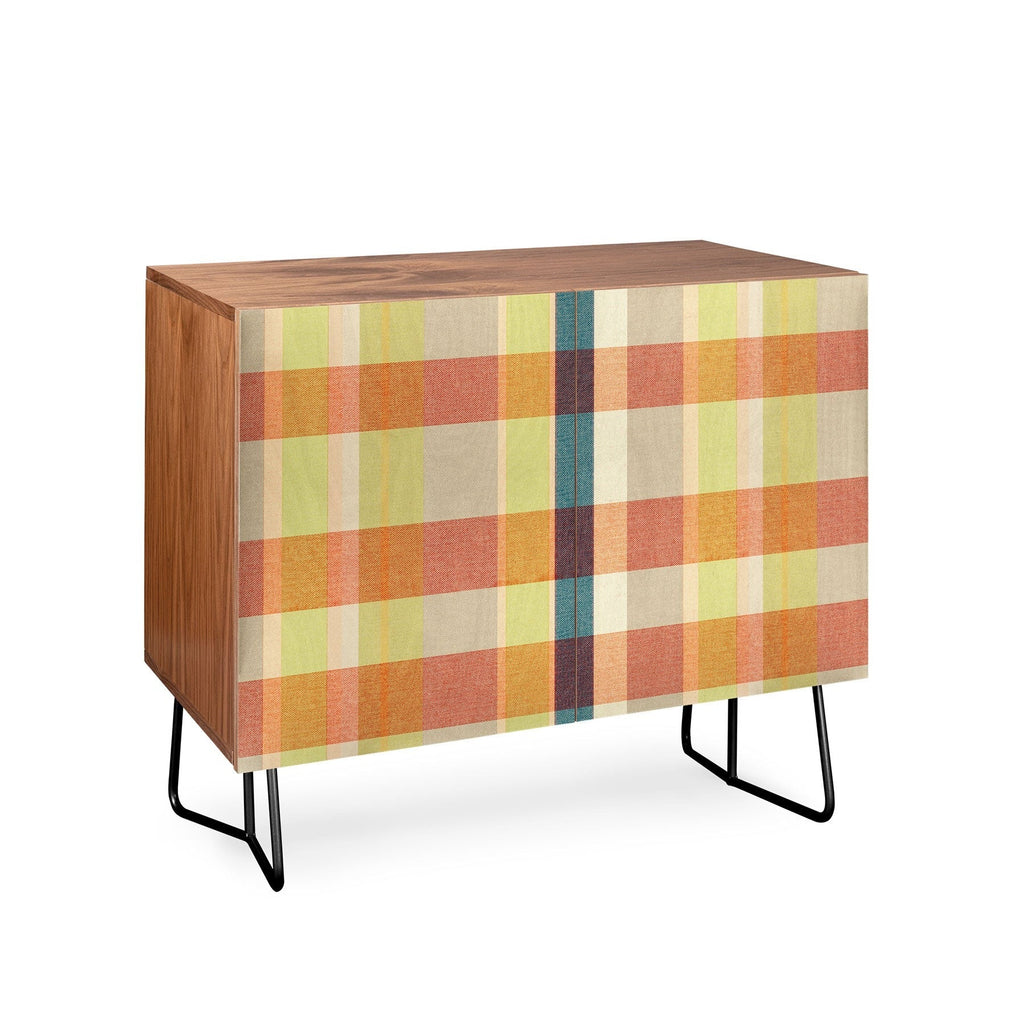 Marta Barragan Camarasa Retro Picnic Plaid Warm Tones Credenza