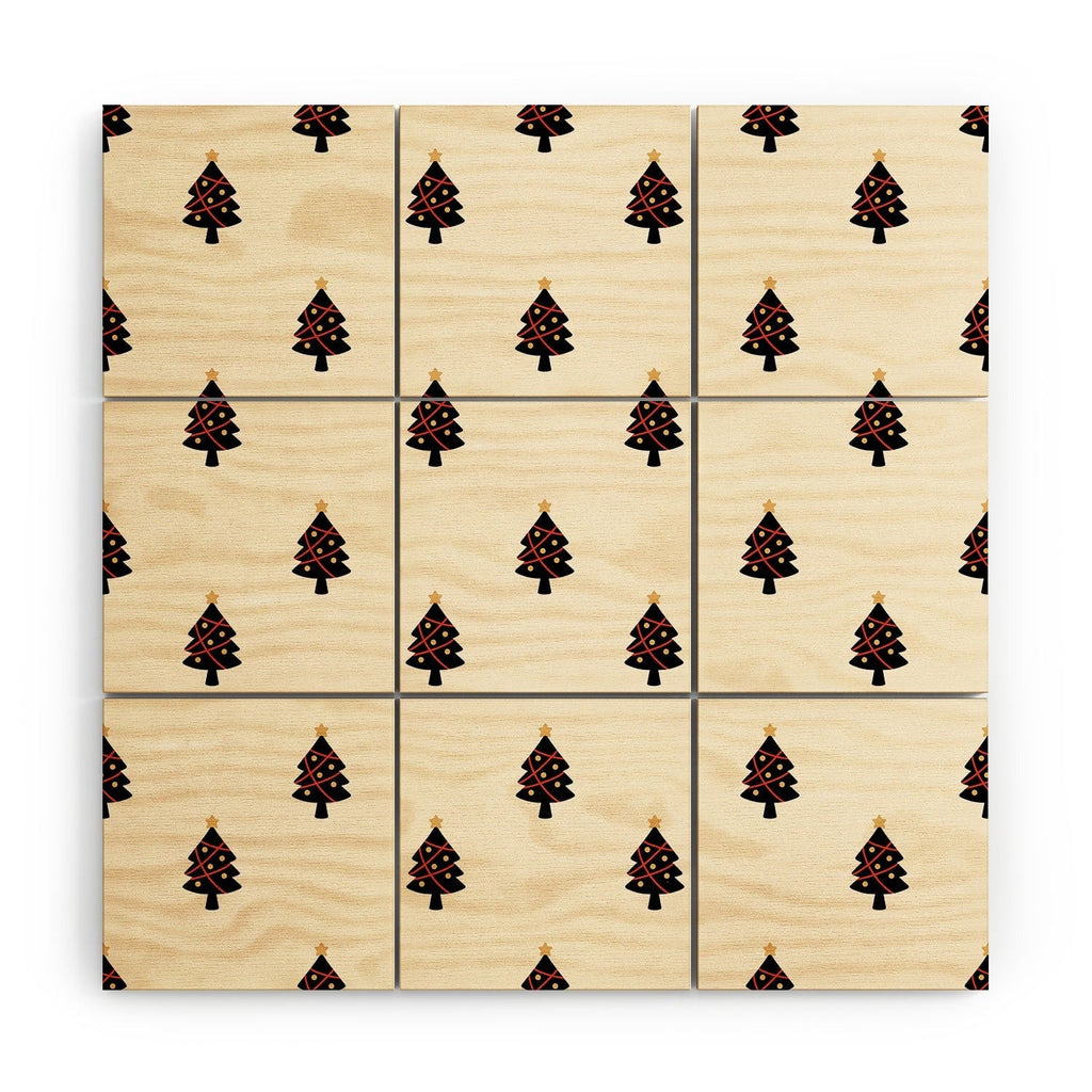Design by Spark Black And Gold Christmas Tree Wood Wall Mural