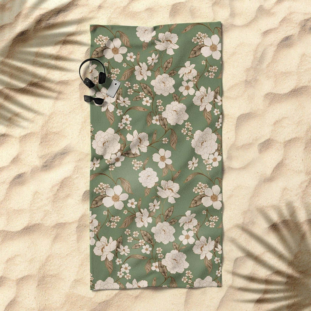 Gabriela Fuente Olive Floral Roberta Beach Towel