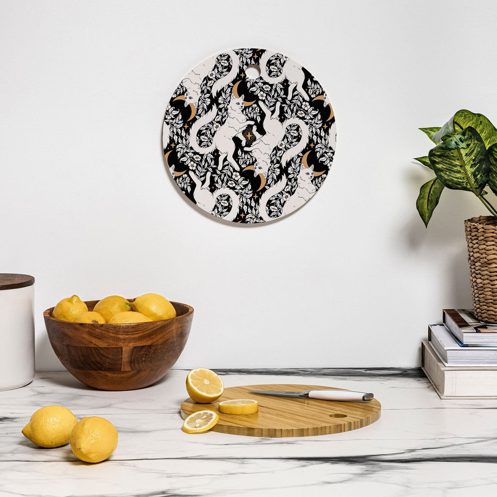 Avenie Celestial Cats Gold Cutting Board Round