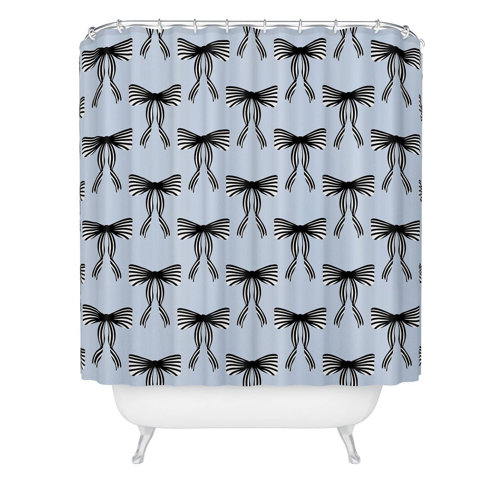 Design by Spark Black Striped Bows Shower Curtain