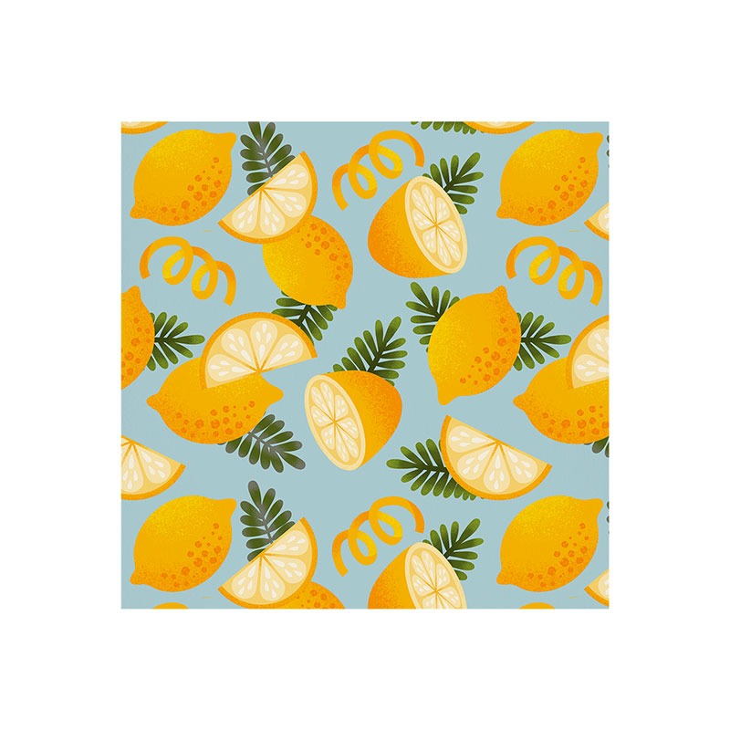 Jessica Molina Lemon Pattern on Sky Blue Art Print