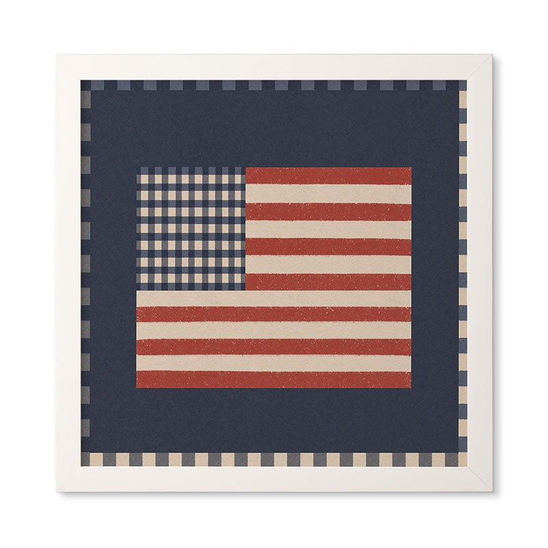 DENY Designs Gingham Flag Framed Wall Art