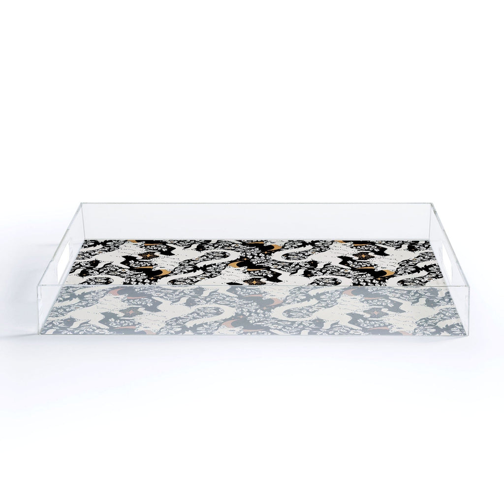 Avenie Celestial Cats Gold Acrylic Tray
