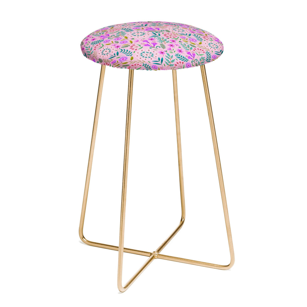 Pimlada Phuapradit Ditsy Purple Floral Half Drop Counter Stool