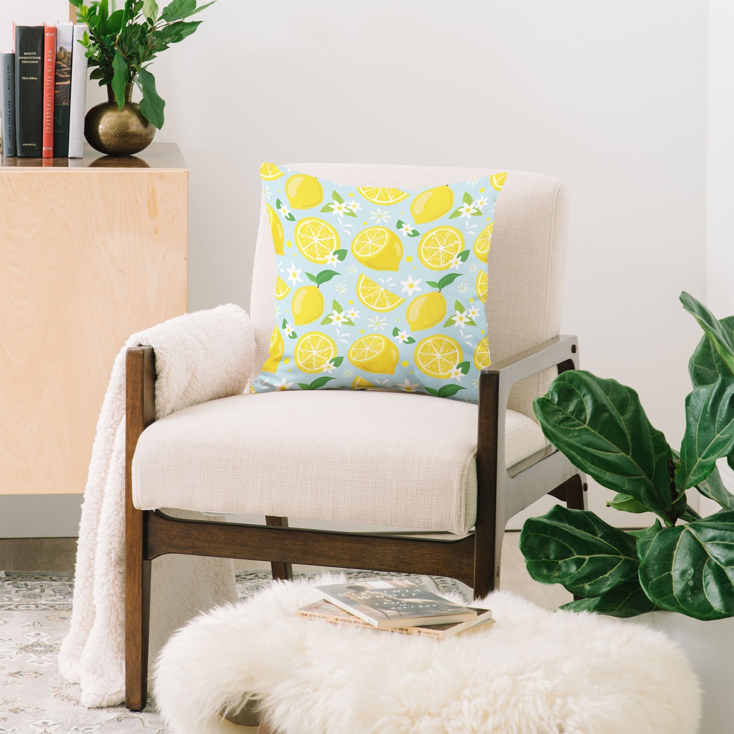 Design by Spark Lemony Fresh Florals Throw Pillow