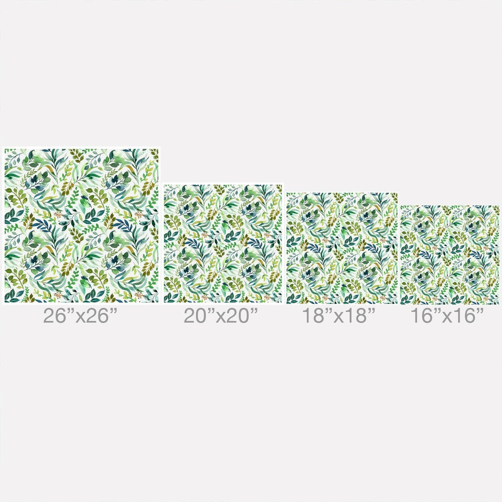 Ninola Design Botanic Retreat Loose Botanical Leaves Watercolor Green Outdoor Throw Pillow