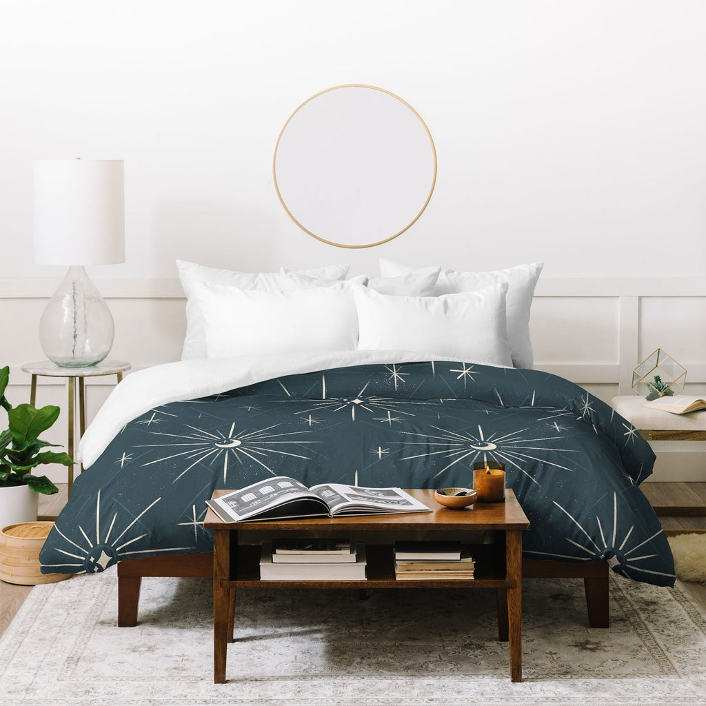 Little Om Pattern Little Moon navy Duvet Cover