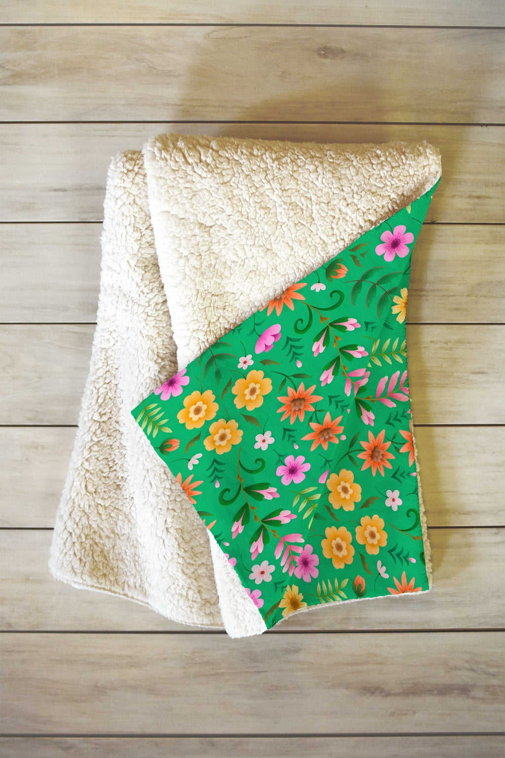 Pimlada Phuapradit Ditsy Spring Floral Green Fleece Throw Blanket