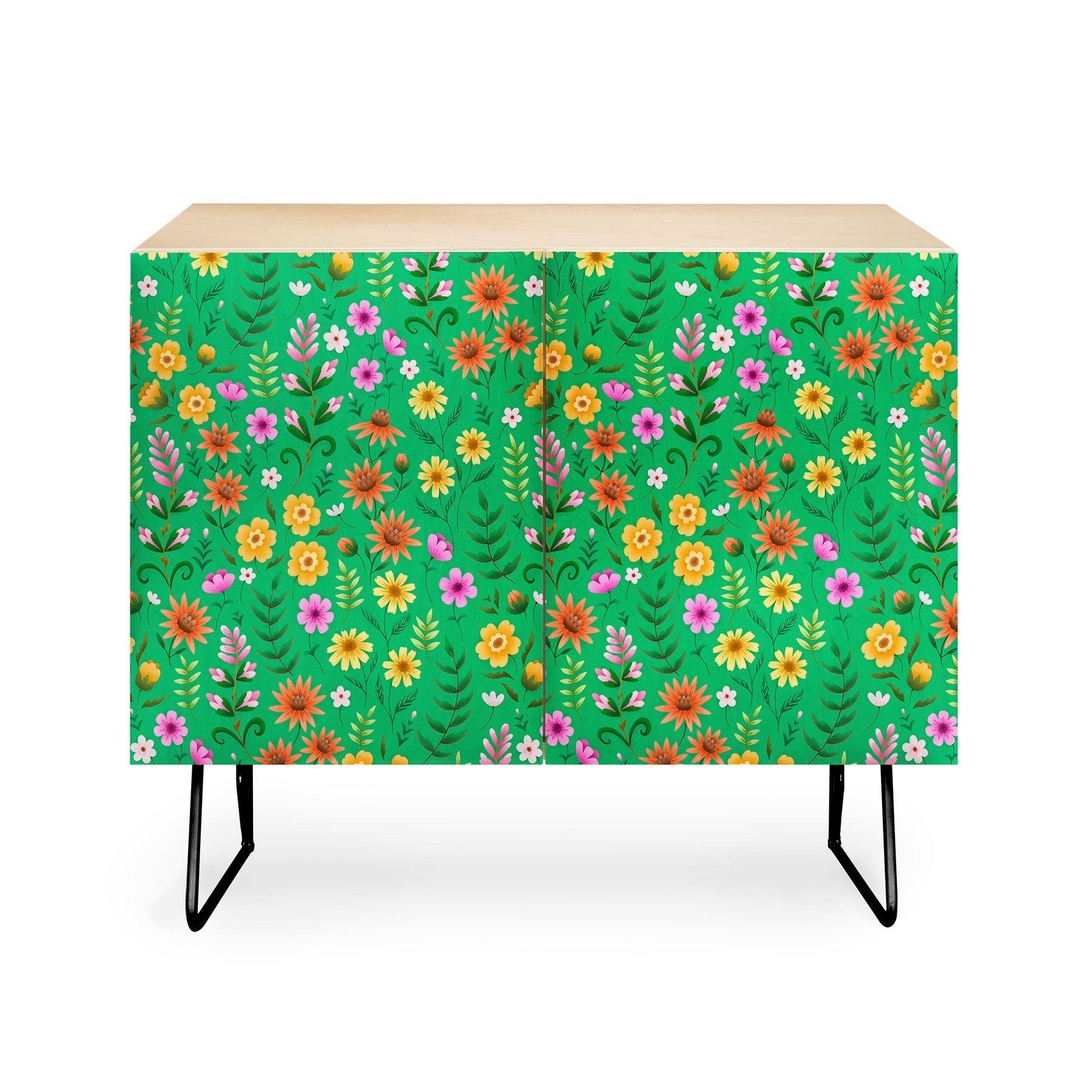 Pimlada Phuapradit Ditsy Spring Floral Green Credenza