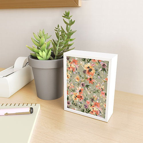 Ninola Design Botanic Retreat Painterly Tropical Flowers Sage Green Framed Mini Art Print