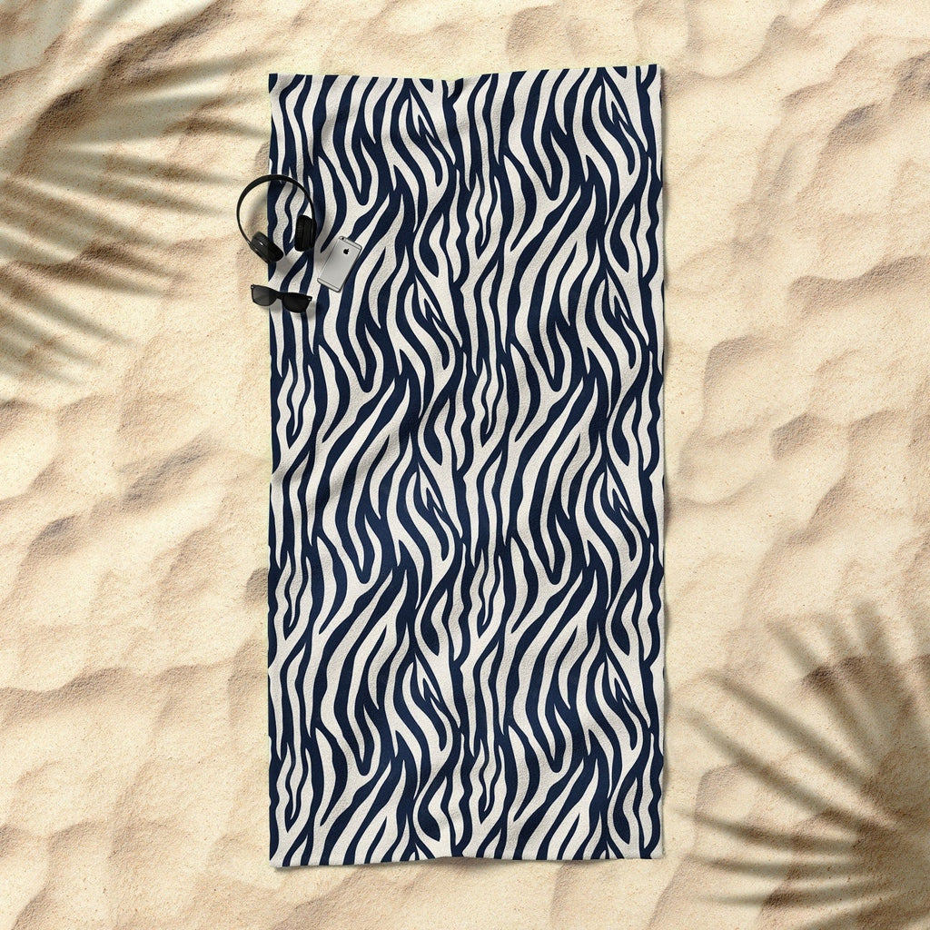 Avenie BR Navy Tiger Stripes Beach Towel