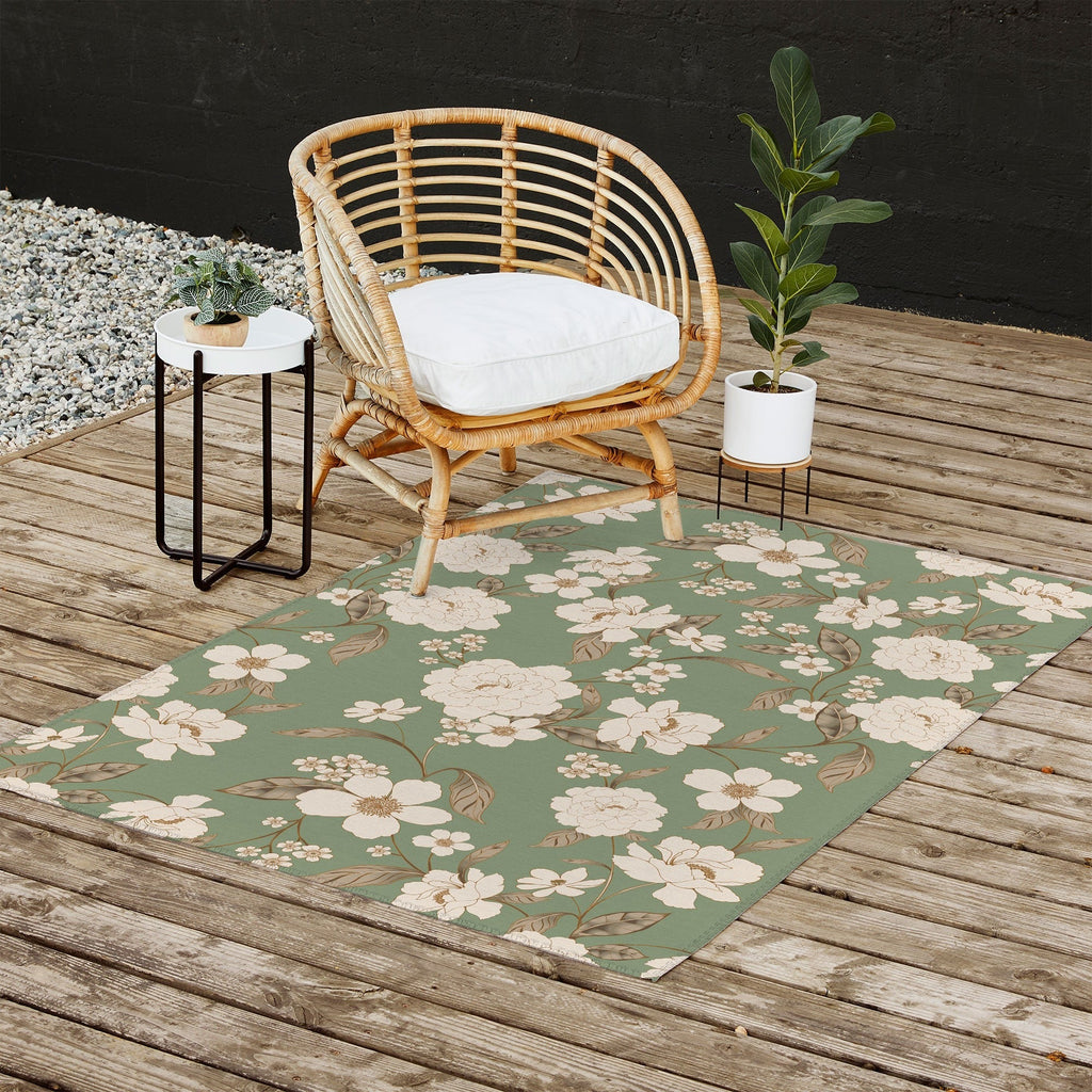 Gabriela Fuente Olive Floral Roberta Outdoor Rug