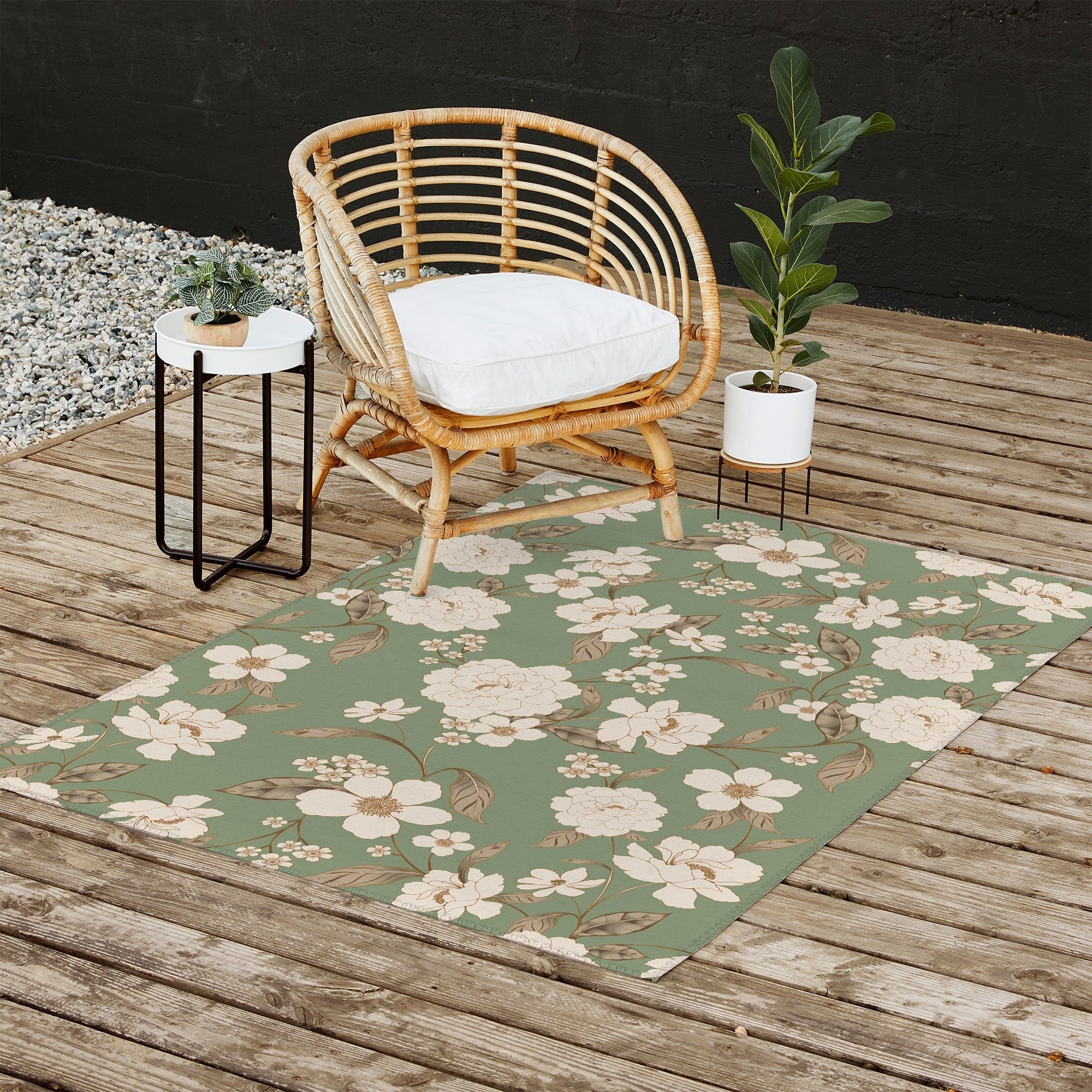 Gabriela Fuente Olive Floral Roberta Outdoor Rug