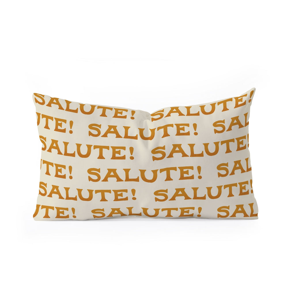 Jessica Molina Salute Gold Pattern on Cream Oblong Throw Pillow