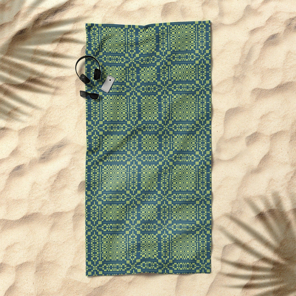 Marta Barragan Camarasa Nostalgic Grid Design Beach Towel