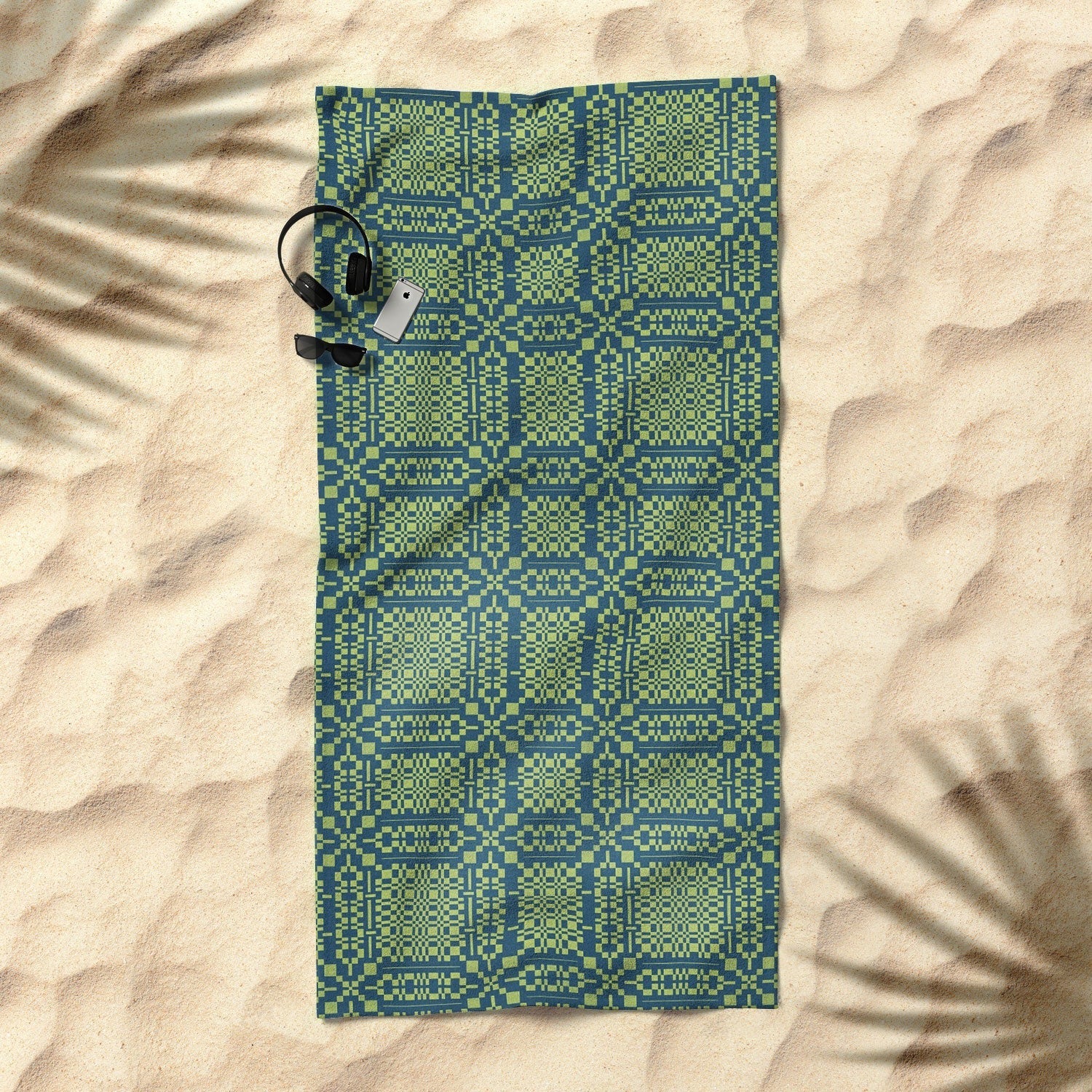 Marta Barragan Camarasa Nostalgic Grid Design Beach Towel