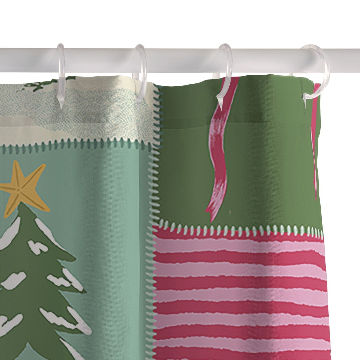 LouBruzzoni Cozy Christmas Patchwork Shower Curtain
