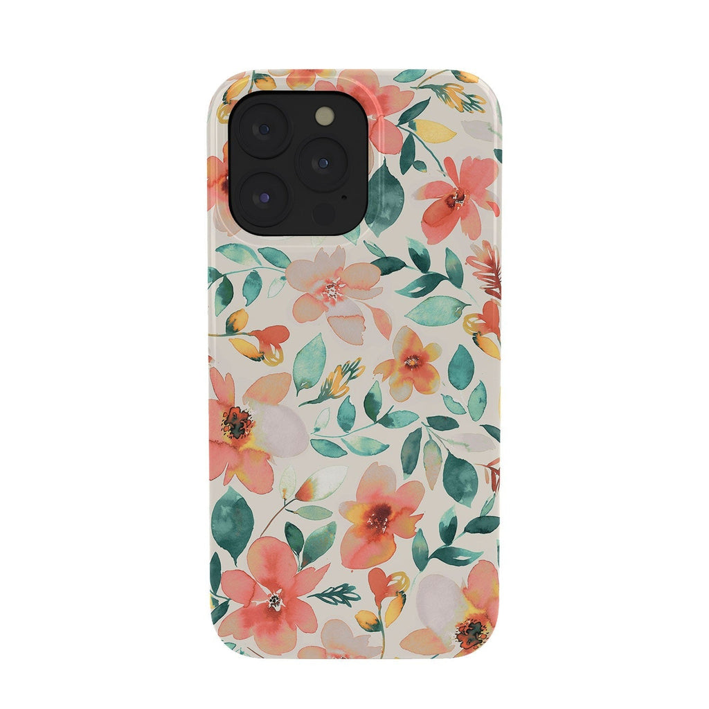 Ninola Design Botanic Retreat Tropical Whimsical Flowers Coral Green Phone Case