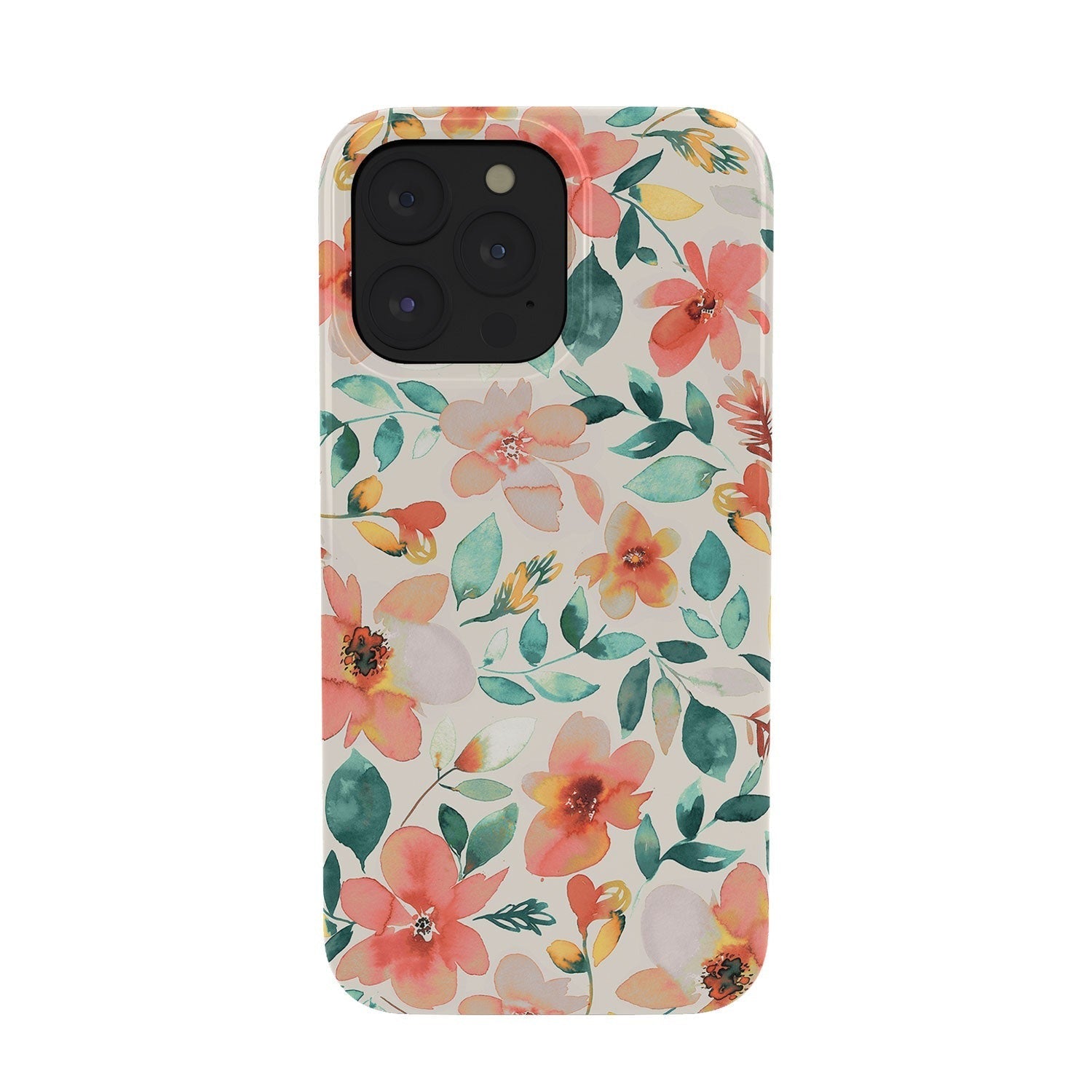Ninola Design Botanic Retreat Tropical Whimsical Flowers Coral Green Phone Case