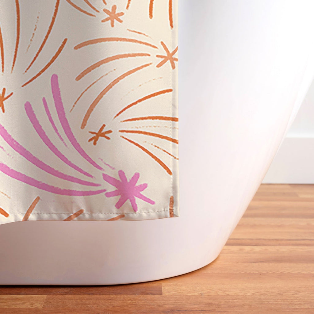 Little Om Pattern Shooting Stars cream Shower Curtain