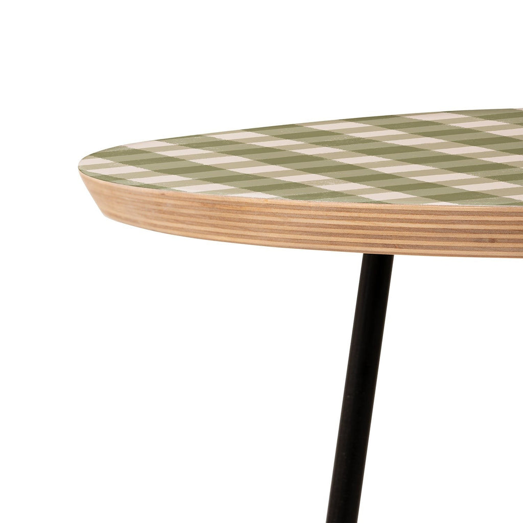 Menina Lisboa Rustic Green Plaid Round Side Table