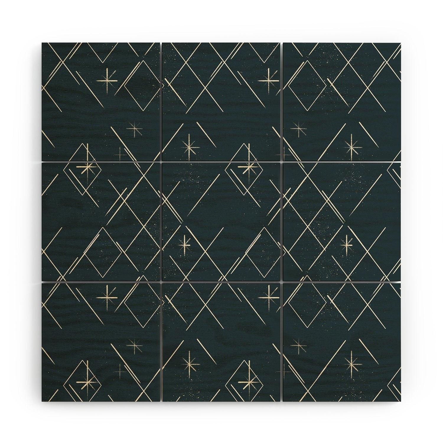 Little Om Starry Web navy Wood Wall Mural