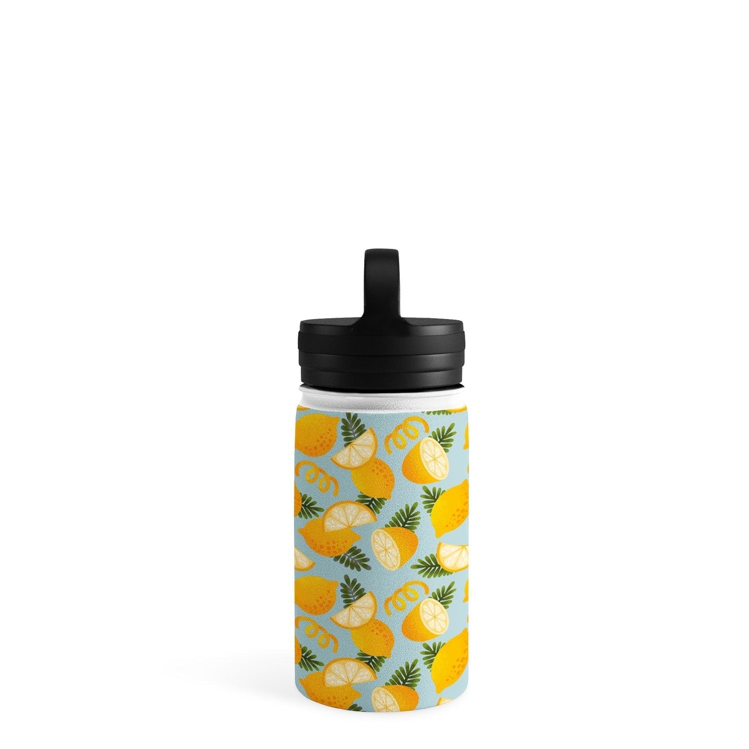 Jessica Molina Lemon Pattern on Sky Blue Water Bottle
