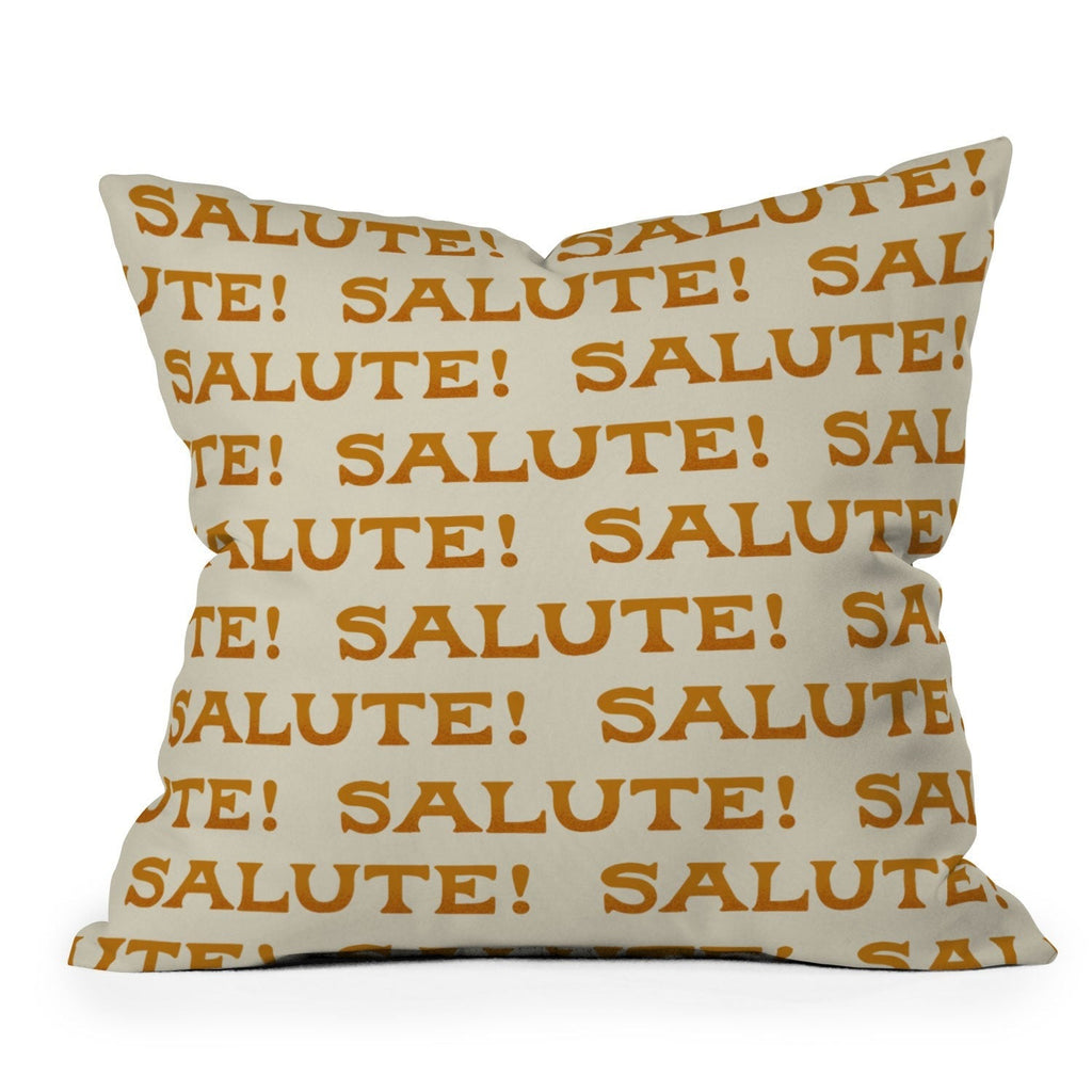 Jessica Molina Salute Gold Pattern on Cream Outdoor Throw Pillow