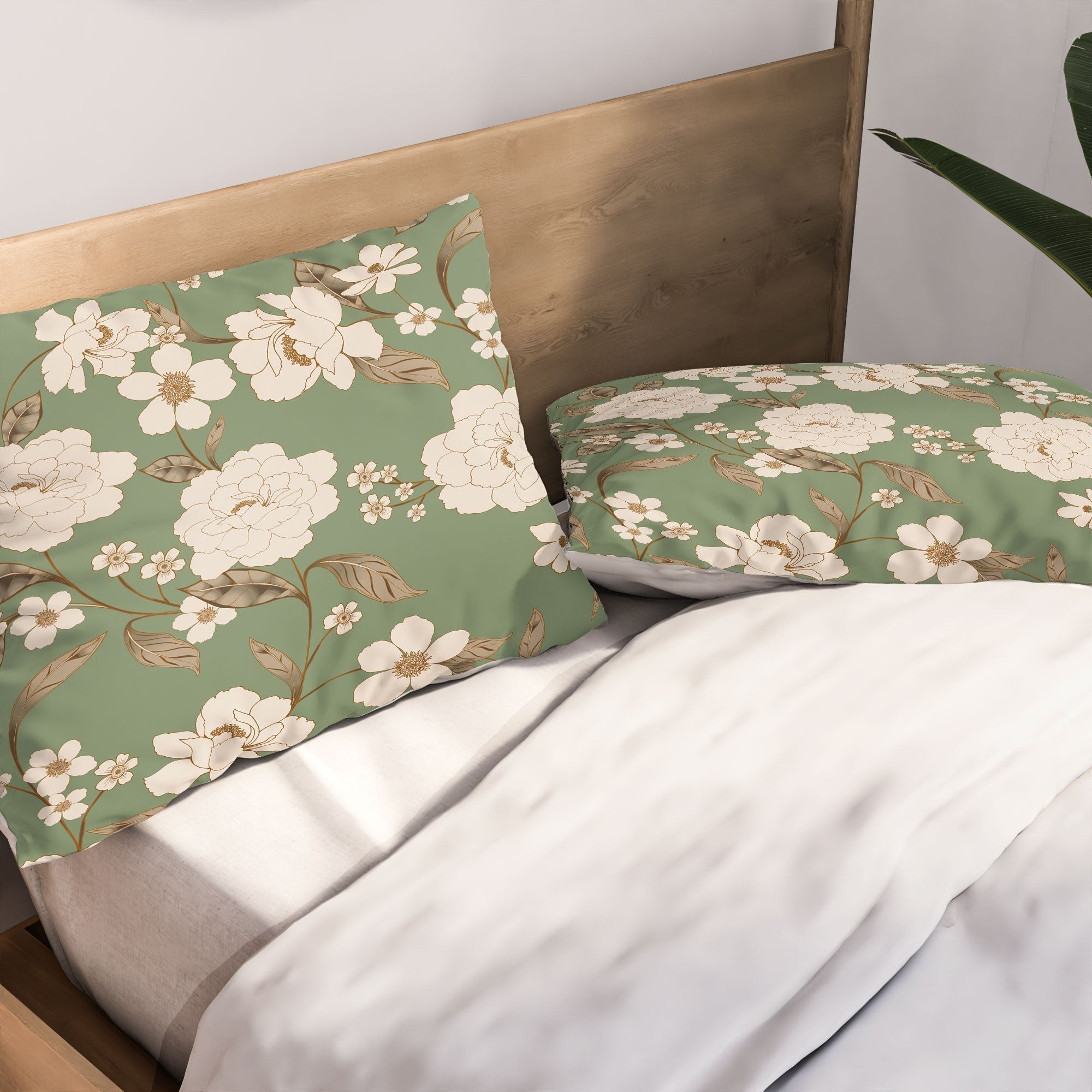 Gabriela Fuente Olive Floral Roberta Pillow Shams