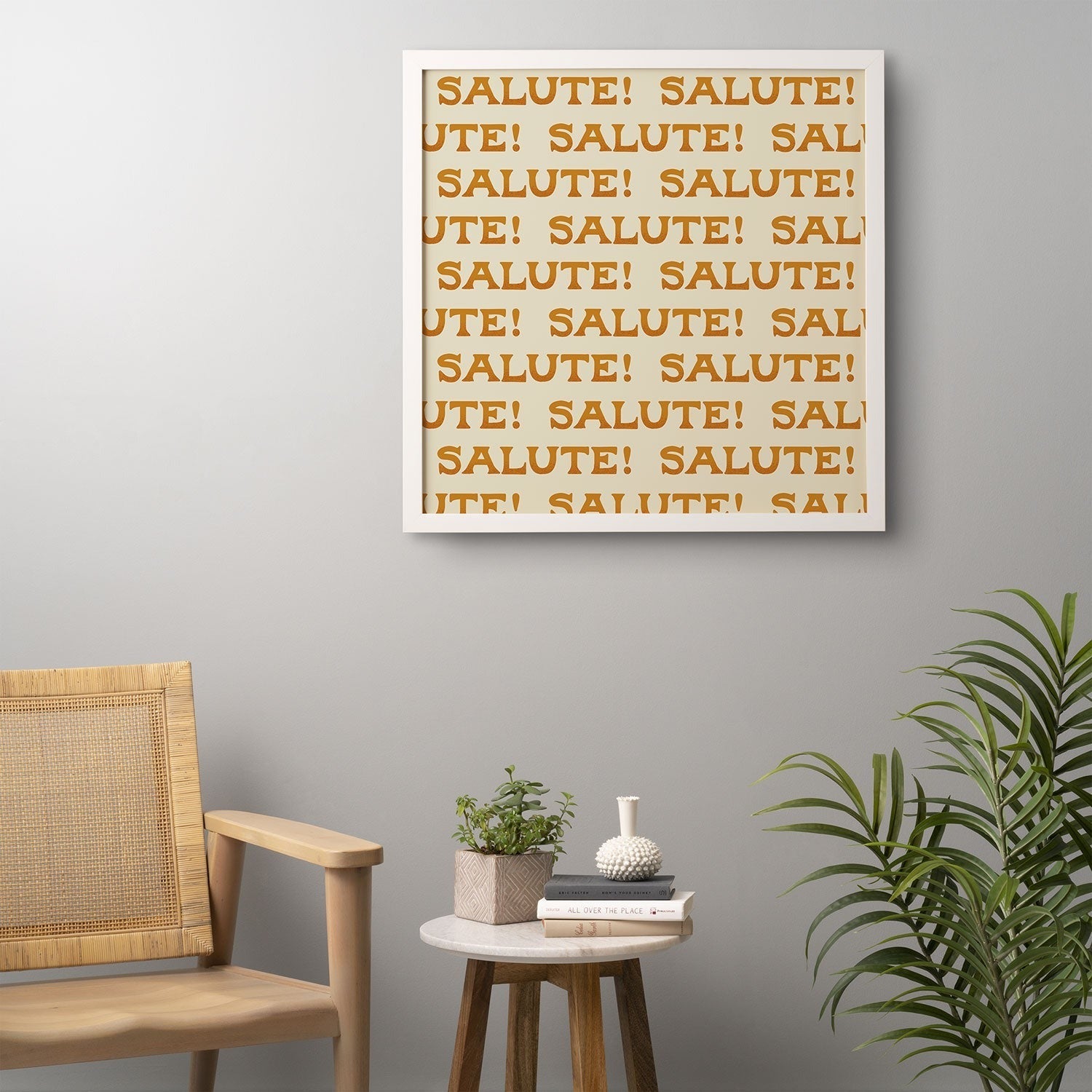 Jessica Molina Salute Gold Pattern on Cream Framed Wall Art