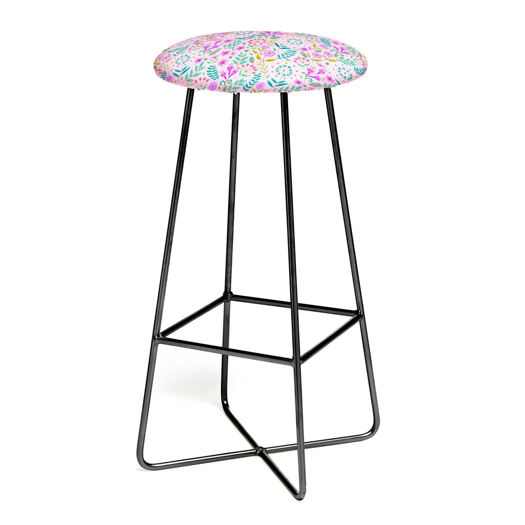 Pimlada Phuapradit Ditsy Purple Floral Half Drop Bar Stool