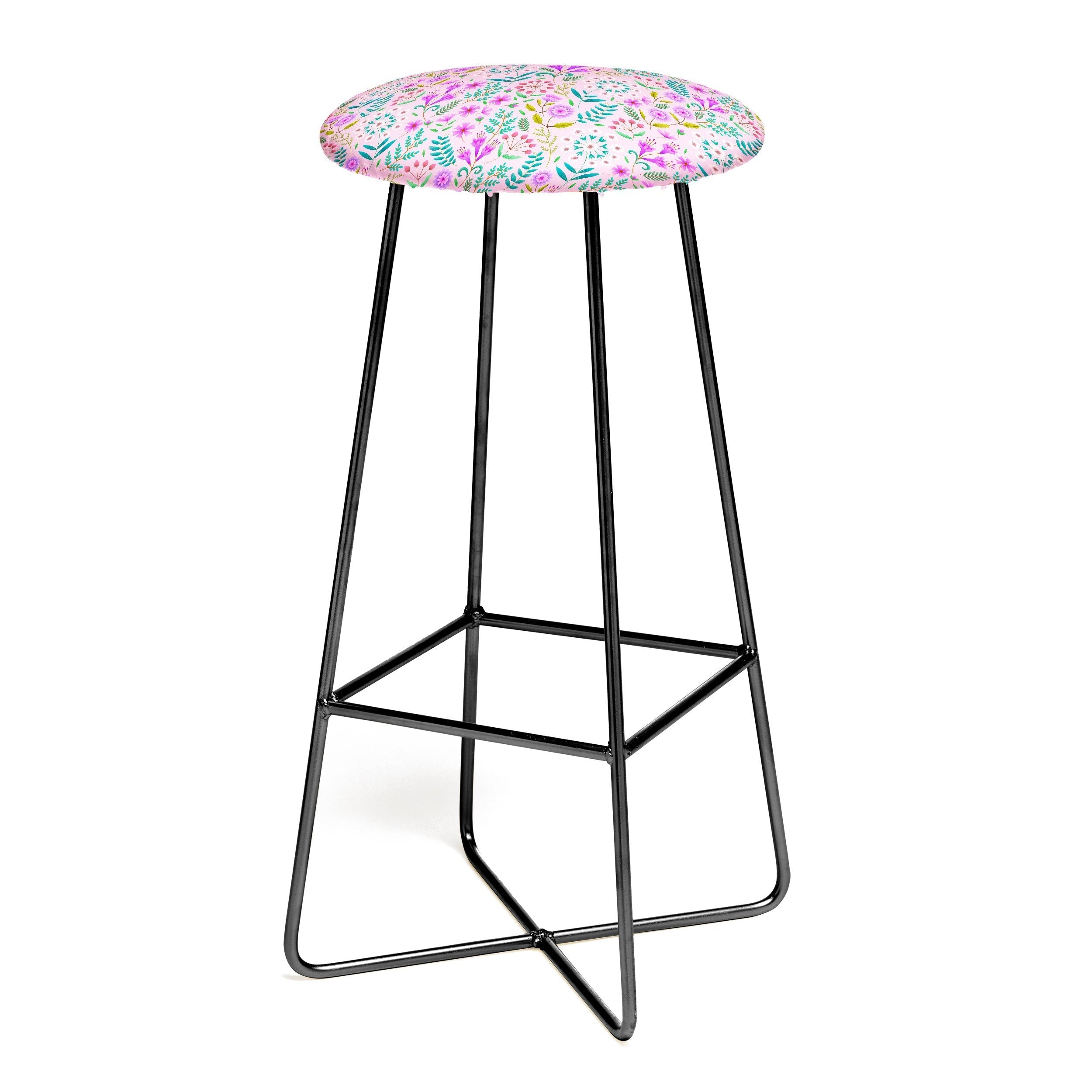Pimlada Phuapradit Ditsy Purple Floral Half Drop Bar Stool