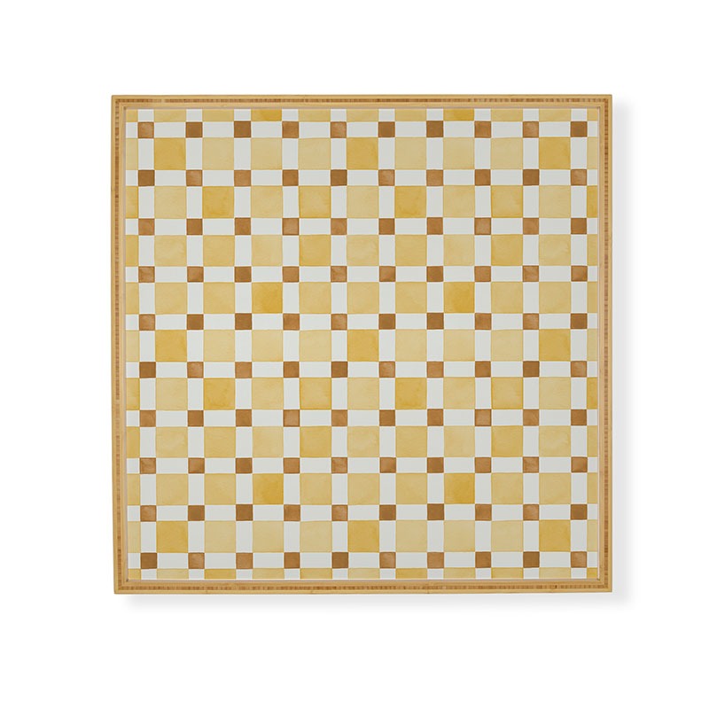 Ninola Design Everyday Artifact Checker Mosaic Tiles Geometry Yellow Framed Wall Art